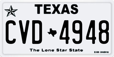 TX license plate CVD4948