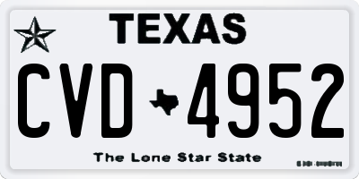 TX license plate CVD4952