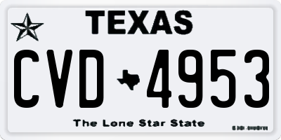 TX license plate CVD4953