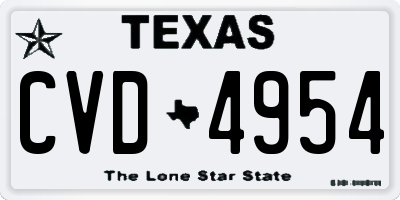 TX license plate CVD4954