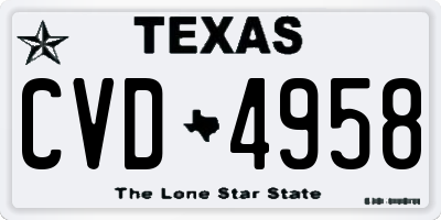 TX license plate CVD4958