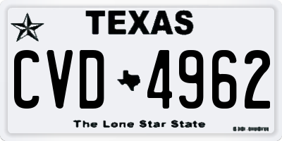 TX license plate CVD4962