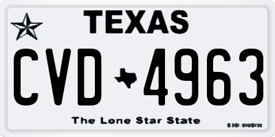 TX license plate CVD4963