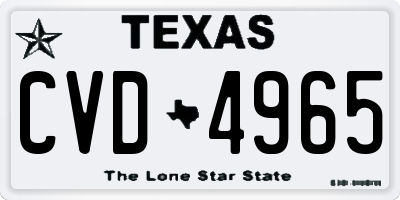 TX license plate CVD4965