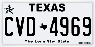 TX license plate CVD4969