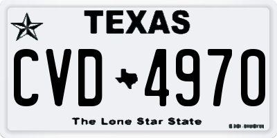 TX license plate CVD4970