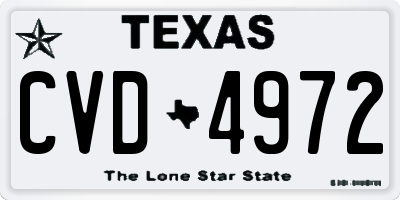 TX license plate CVD4972