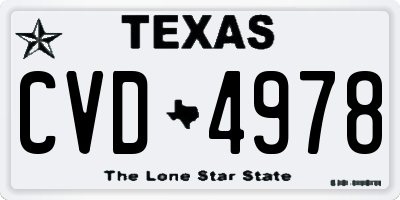 TX license plate CVD4978