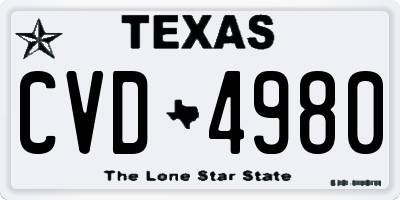 TX license plate CVD4980