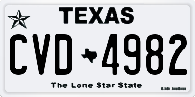 TX license plate CVD4982