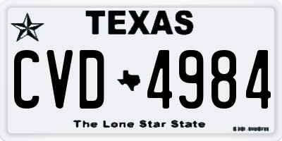 TX license plate CVD4984