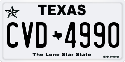 TX license plate CVD4990