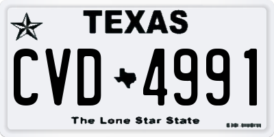 TX license plate CVD4991