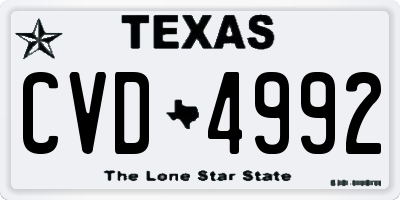 TX license plate CVD4992