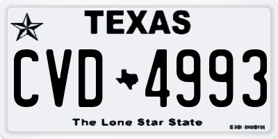 TX license plate CVD4993