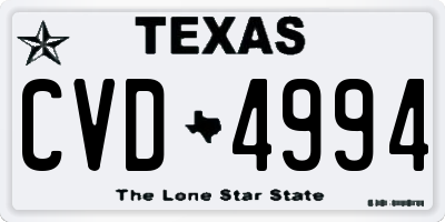 TX license plate CVD4994