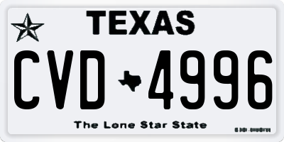 TX license plate CVD4996