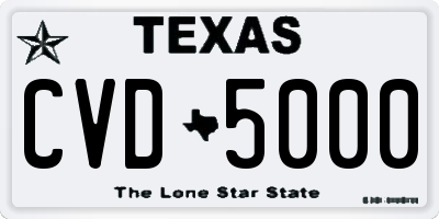 TX license plate CVD5000