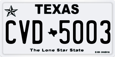 TX license plate CVD5003