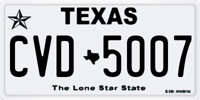TX license plate CVD5007