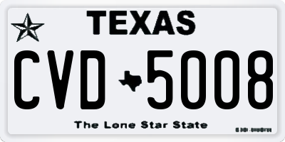 TX license plate CVD5008