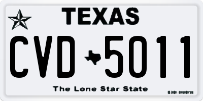 TX license plate CVD5011