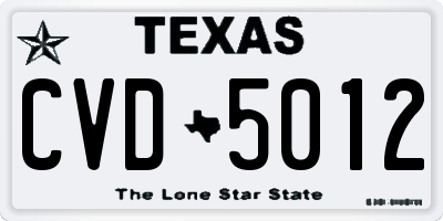 TX license plate CVD5012