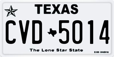 TX license plate CVD5014