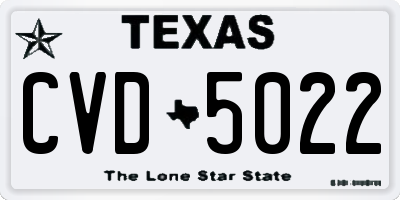 TX license plate CVD5022