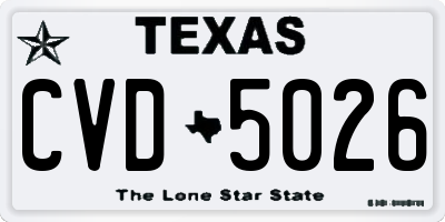TX license plate CVD5026