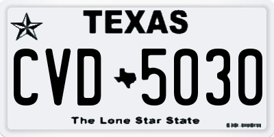 TX license plate CVD5030