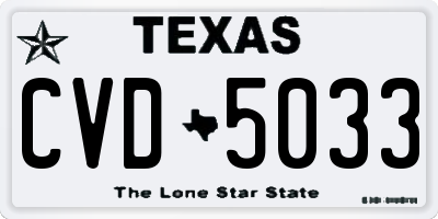 TX license plate CVD5033