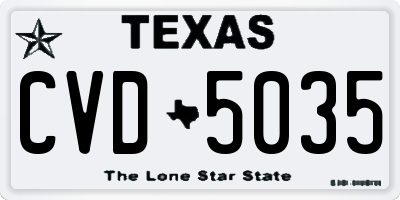 TX license plate CVD5035