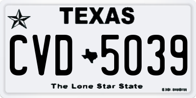 TX license plate CVD5039