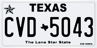 TX license plate CVD5043