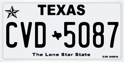 TX license plate CVD5087