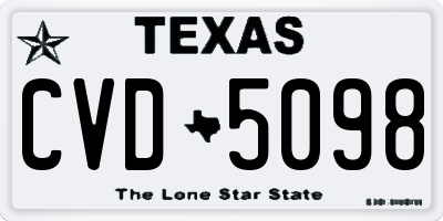 TX license plate CVD5098
