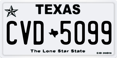 TX license plate CVD5099