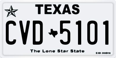 TX license plate CVD5101