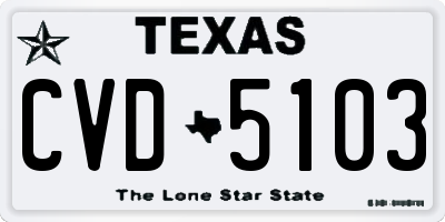 TX license plate CVD5103
