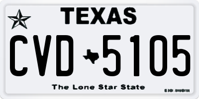 TX license plate CVD5105