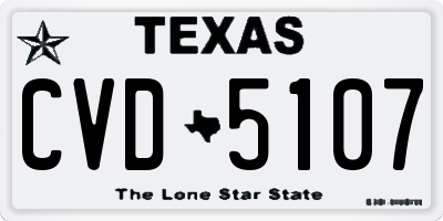 TX license plate CVD5107