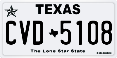 TX license plate CVD5108