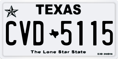 TX license plate CVD5115