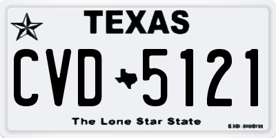 TX license plate CVD5121