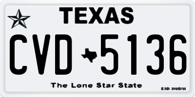 TX license plate CVD5136