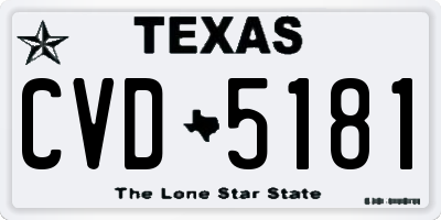 TX license plate CVD5181