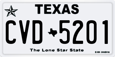TX license plate CVD5201