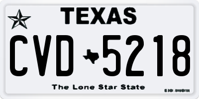 TX license plate CVD5218