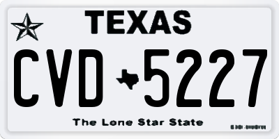 TX license plate CVD5227